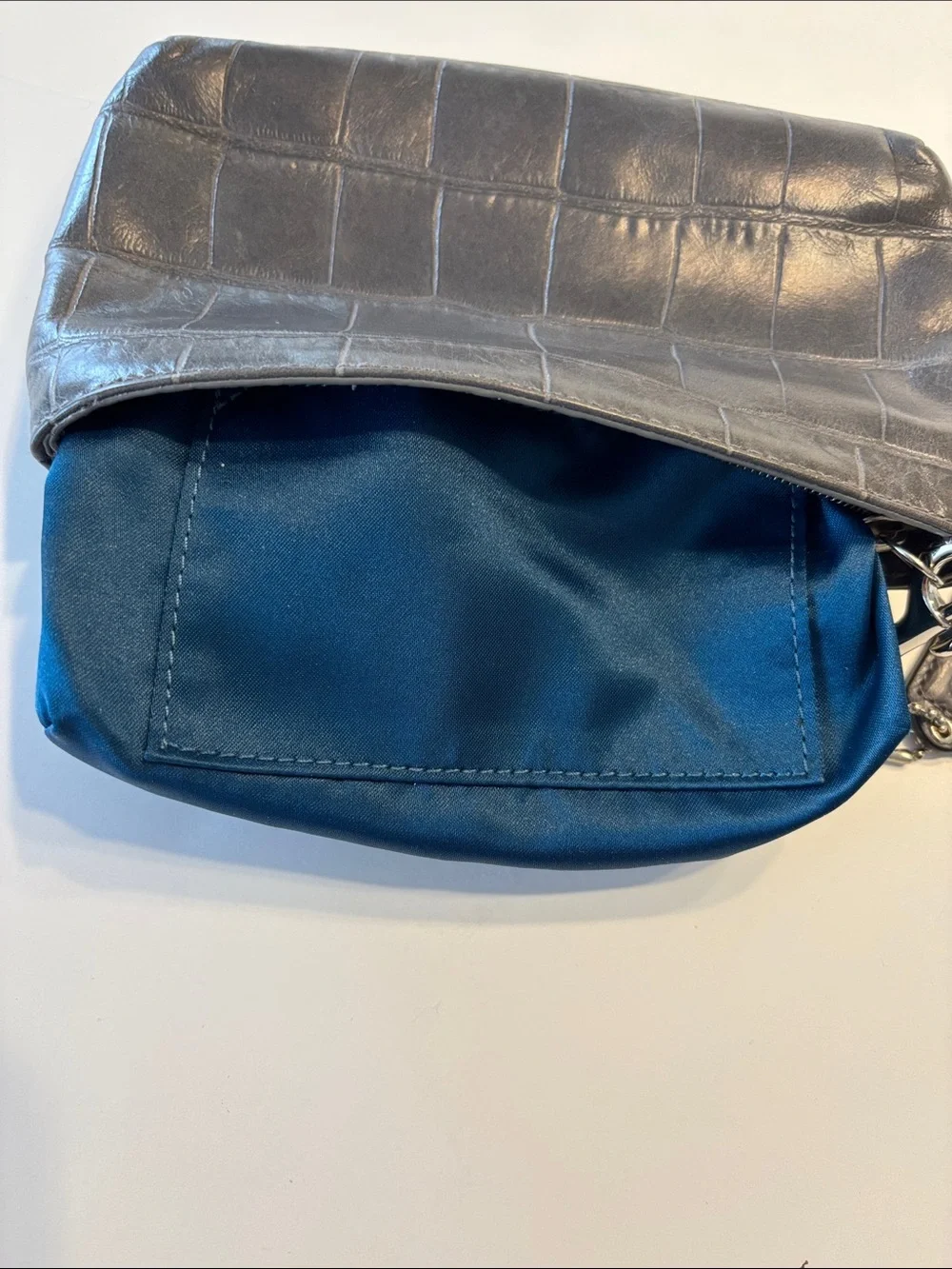 Coach Grey Madison Leather Embossed Croc Zip Wristlet